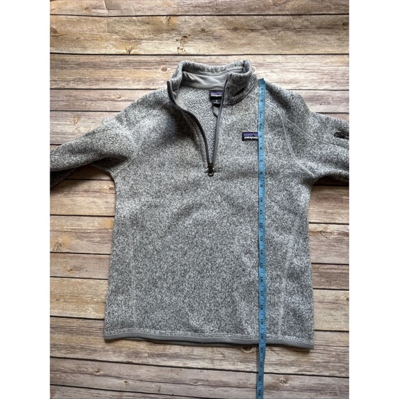 Patagonia Youth 10 Medium Heather Gray Sweater 1/4 Zip Fleece Jacket Sleeve Zip - Picture 6 of 8